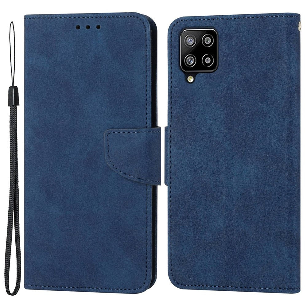 Til Samsung Galaxy A22 4G (EU-version) Ensfarvet PU-læder Stødsikkert Telefoncover med Pungstativ