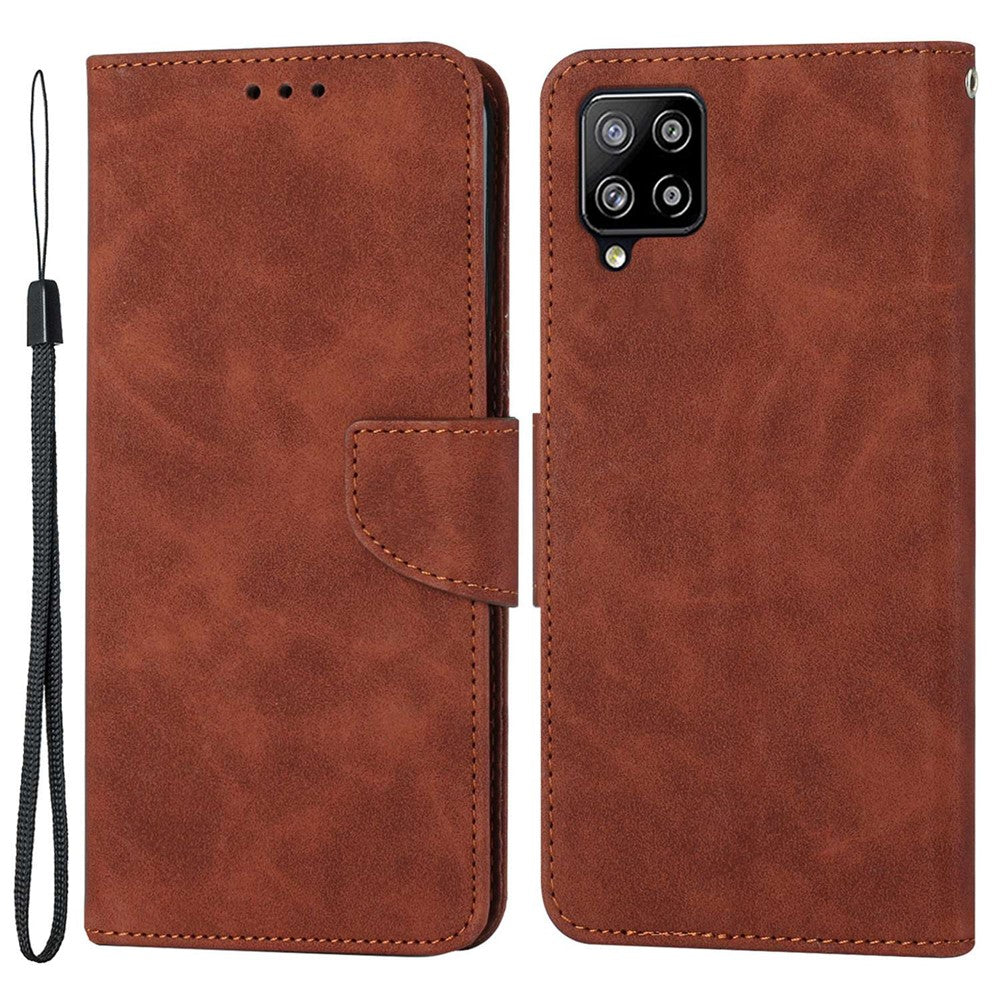 Til Samsung Galaxy A22 4G (EU-version) Ensfarvet PU-læder Stødsikkert Telefoncover med Pungstativ