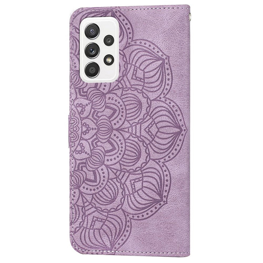 For Samsung Galaxy A52 5G/4G/A52s 5G Magnetic Clasp PU Leather Stand Mandala Flower Imprinted Phone Case Shockproof Mobile Phone Wallet Cover