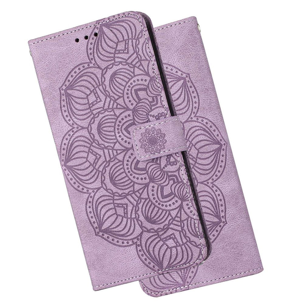 For Samsung Galaxy A52 5G/4G/A52s 5G Magnetic Clasp PU Leather Stand Mandala Flower Imprinted Phone Case Shockproof Mobile Phone Wallet Cover