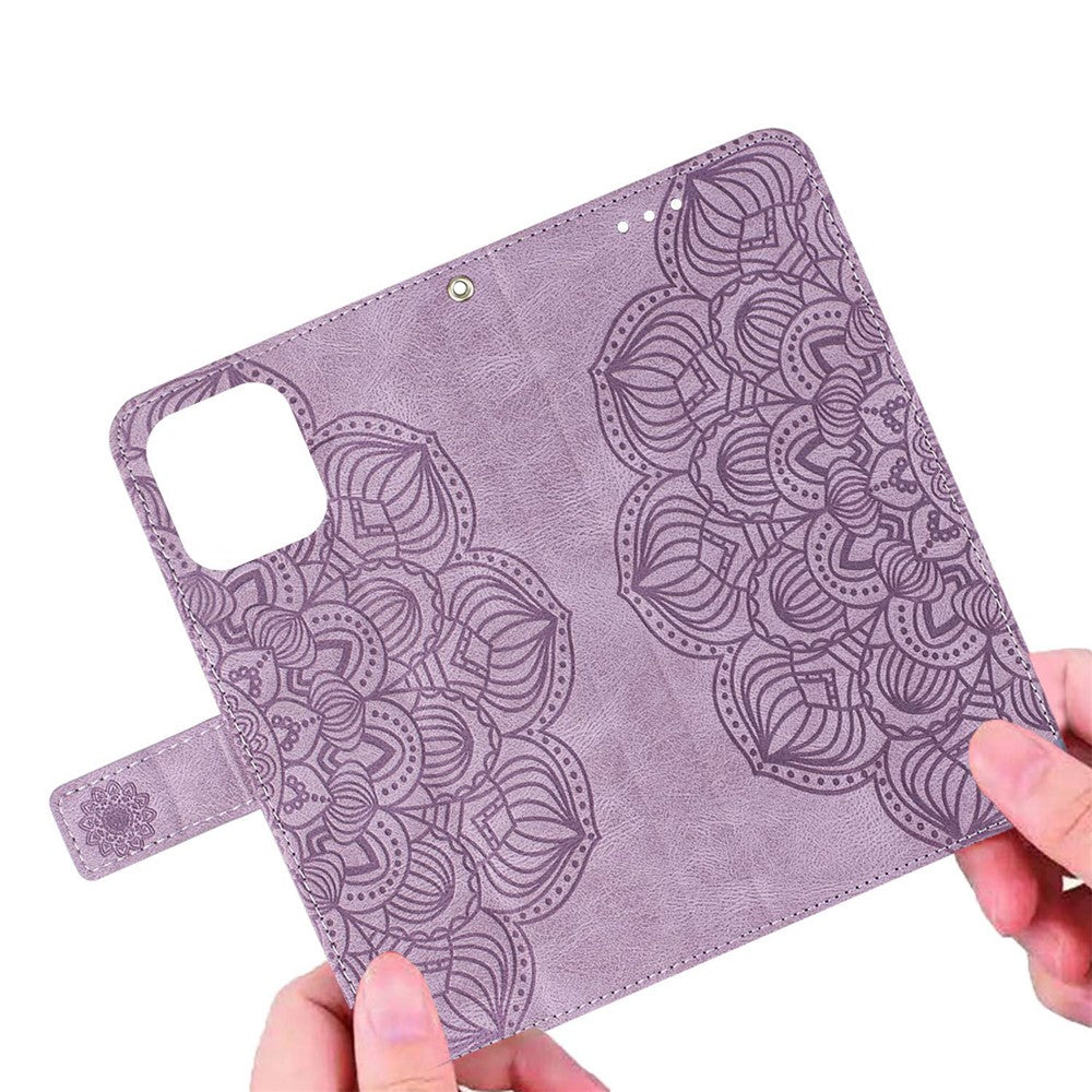 For Samsung Galaxy A52 5G/4G/A52s 5G Magnetic Clasp PU Leather Stand Mandala Flower Imprinted Phone Case Shockproof Mobile Phone Wallet Cover