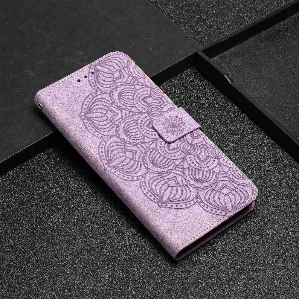 For Samsung Galaxy A52 5G/4G/A52s 5G Magnetic Clasp PU Leather Stand Mandala Flower Imprinted Phone Case Shockproof Mobile Phone Wallet Cover