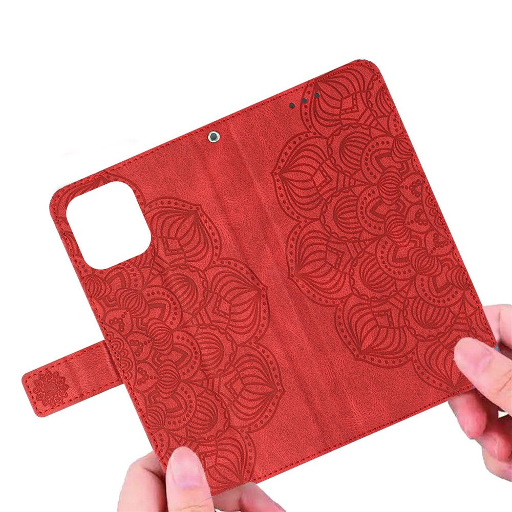 For Samsung Galaxy A13 4G Mandala Flower Imprinted Shockproof Phone Case PU Leather Stand Wallet Phone Shell