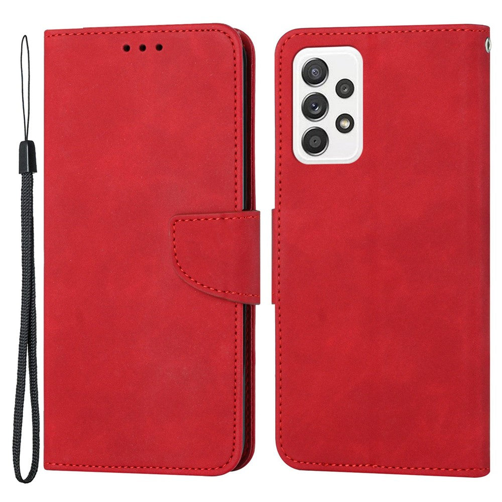 Til Samsung Galaxy A23 5G (Global Version) / 4G Ensfarvet Stødsikkert Læder Telefoncover med Stander Anti-ridse Fuld Beskyttelse Telefoncover