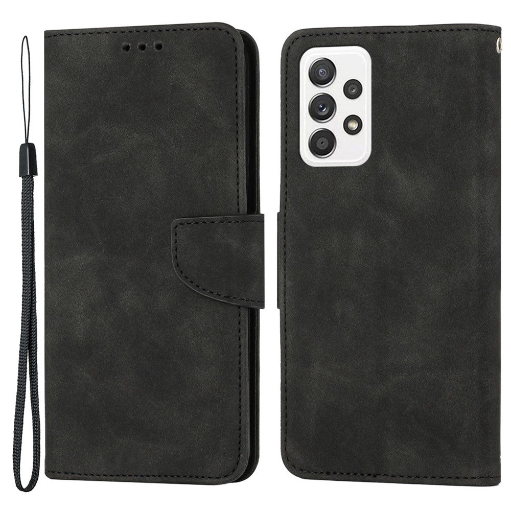 Til Samsung Galaxy A23 5G (Global Version) / 4G Ensfarvet Stødsikkert Læder Telefoncover med Stander Anti-ridse Fuld Beskyttelse Telefoncover