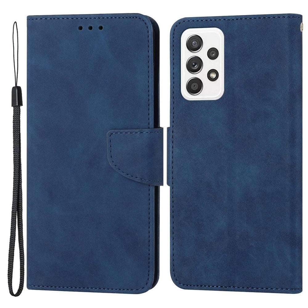 Til Samsung Galaxy A23 5G (Global Version) / 4G Ensfarvet Stødsikkert Læder Telefoncover med Stander Anti-ridse Fuld Beskyttelse Telefoncover