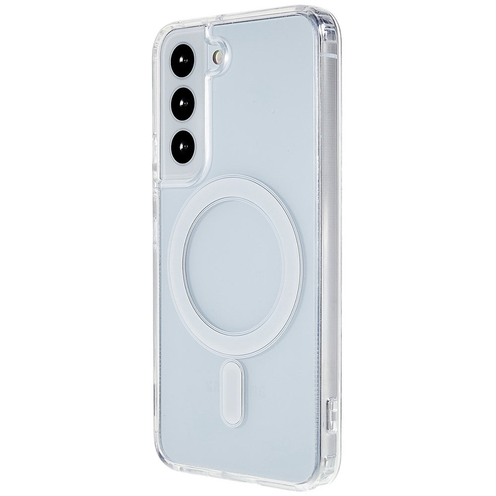 For Samsung Galaxy S22+ 5G Hard Acrylic Soft TPU Scratch-Proof Phone Case Clear Magnetic Cover