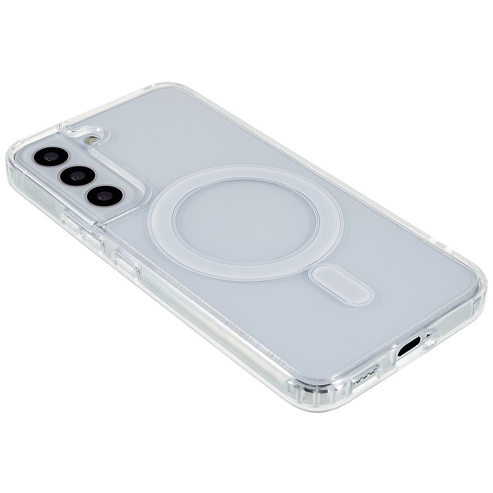For Samsung Galaxy S22+ 5G Hard Acrylic Soft TPU Scratch-Proof Phone Case Clear Magnetic Cover