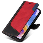 For Samsung Galaxy A23 5G (Global Version) / 4G Mobile Phone Bag Shell PU Leather Wallet Stand Three-color Splicing Style Phone Protection Case