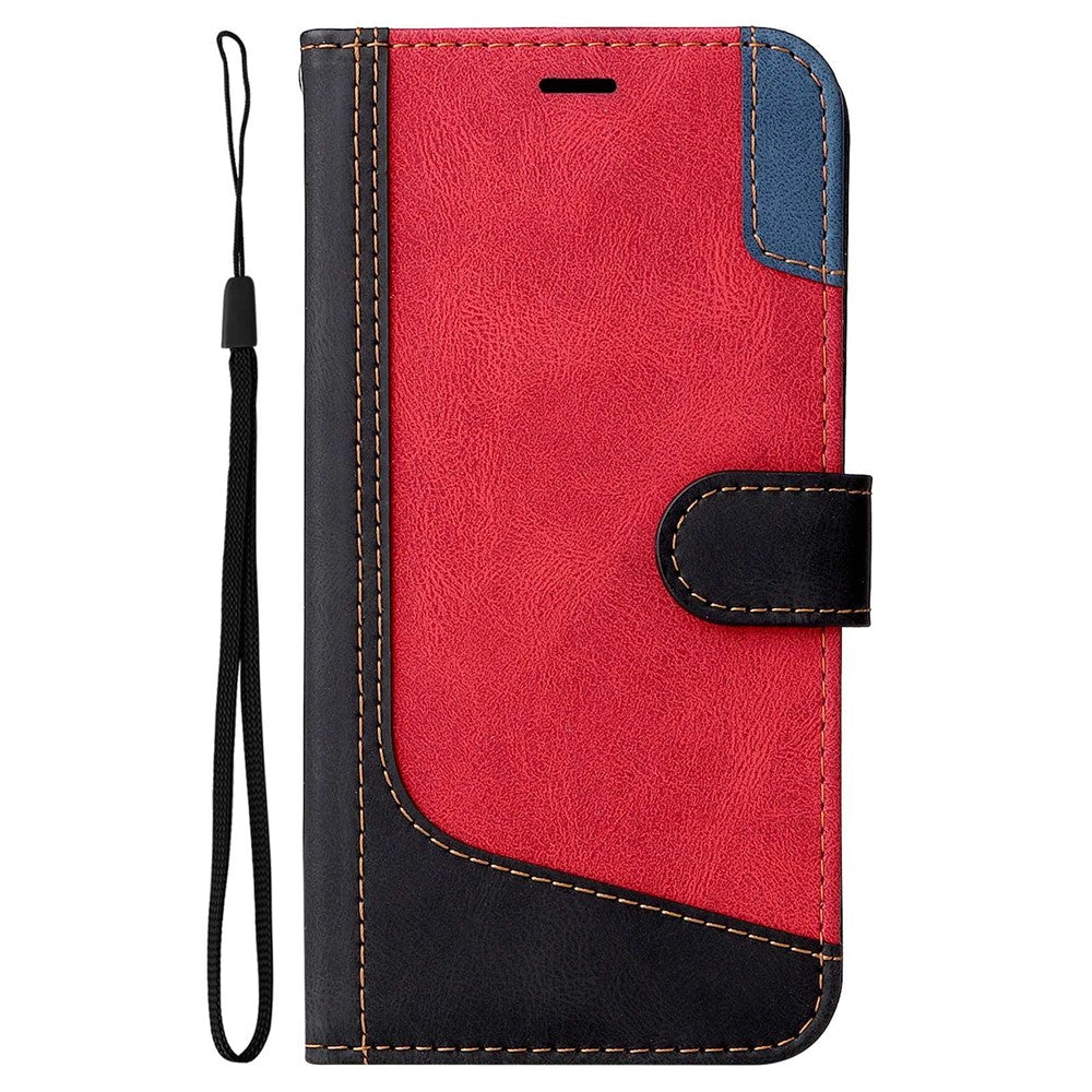 For Samsung Galaxy A23 5G (Global Version) / 4G Mobile Phone Bag Shell PU Leather Wallet Stand Three-color Splicing Style Phone Protection Case