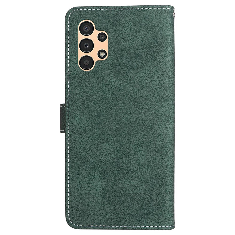 Til Samsung Galaxy A13 4G Trefarvet PU-læderetui med kortholder, standfunktion og rem - Fuld krops beskyttelse mod ridser