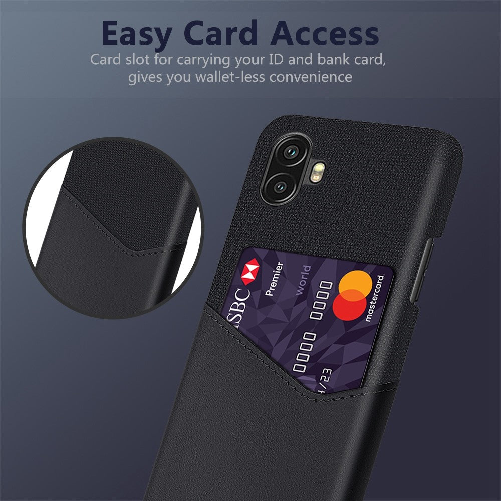 For Samsung Galaxy Xcover Pro 2 5G Ultra Slim Phone Cover with Card Holder Shockproof Cloth Texture PU Leather Coated PC Phone Case