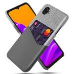For Samsung Galaxy Xcover Pro 2 5G Ultra Slim Phone Cover with Card Holder Shockproof Cloth Texture PU Leather Coated PC Phone Case