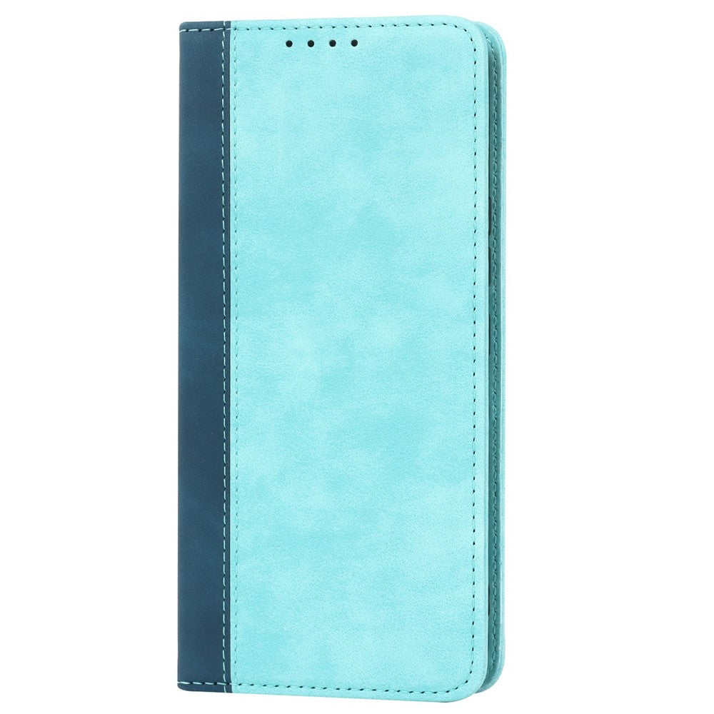 For Samsung Galaxy A53 5G Bi-color Splicing Magnetic Auto-absorbed PU Leather Phone Case with Wallet Stand