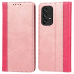 For Samsung Galaxy A53 5G Bi-color Splicing Magnetic Auto-absorbed PU Leather Phone Case with Wallet Stand