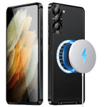 Samsung Galaxy S21+ 5G Fallsäkert Matt Mobilskal Magnetiskt Absorberande TPU Baksida med Metallkant Integrerat Linsskydd