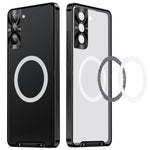 Samsung Galaxy S21+ 5G Fallsäkert Matt Mobilskal Magnetiskt Absorberande TPU Baksida med Metallkant Integrerat Linsskydd