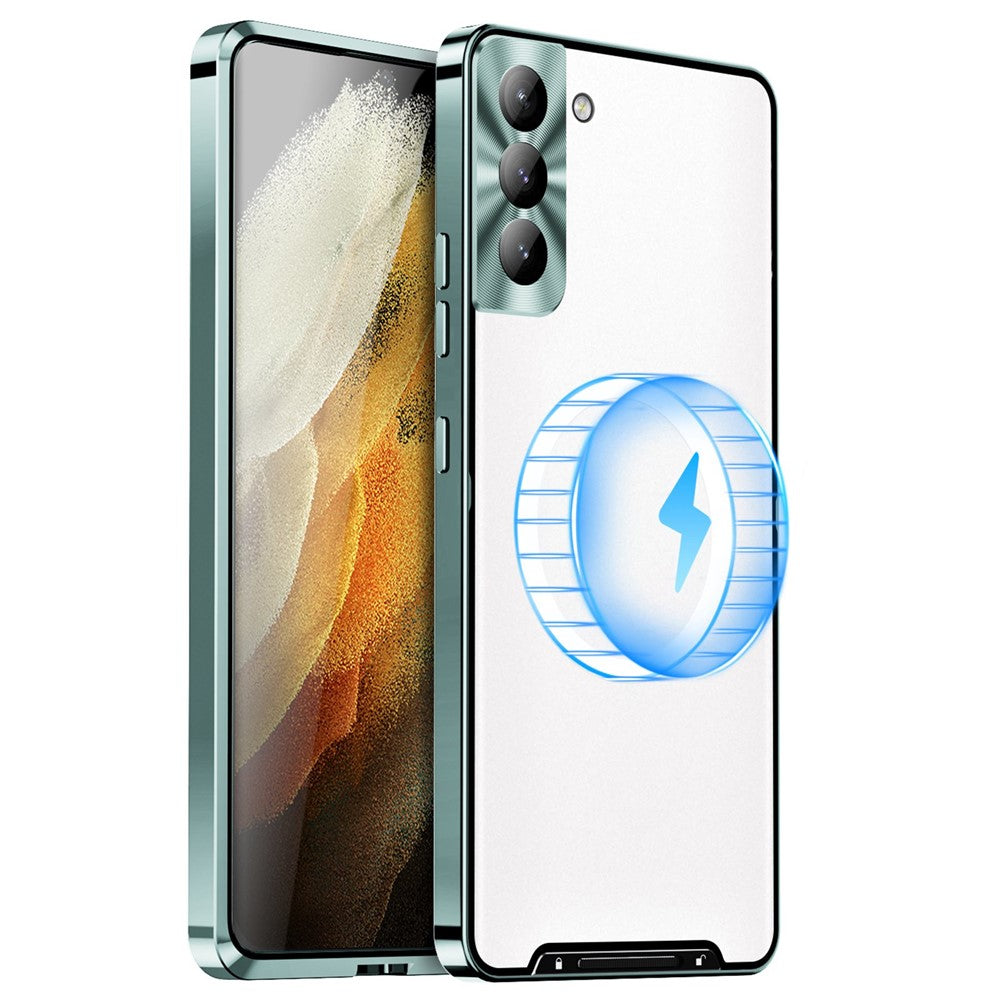 Samsung Galaxy S21+ 5G Fallsäkert Matt Mobilskal Magnetiskt Absorberande TPU Baksida med Metallkant Integrerat Linsskydd