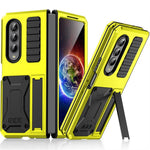 For Samsung Galaxy Z Fold4 5G Anti-shock Phone Case Metal + Silicone + PC Dust-proof Anti-fall Back Cover with Magnetic Kickstand