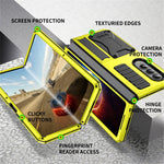 For Samsung Galaxy Z Fold4 5G Anti-shock Phone Case Metal + Silicone + PC Dust-proof Anti-fall Back Cover with Magnetic Kickstand