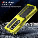 For Samsung Galaxy Z Fold4 5G Anti-shock Phone Case Metal + Silicone + PC Dust-proof Anti-fall Back Cover with Magnetic Kickstand