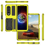 For Samsung Galaxy Z Fold4 5G Anti-shock Phone Case Metal + Silicone + PC Dust-proof Anti-fall Back Cover with Magnetic Kickstand