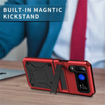 For Samsung Galaxy Z Flip4 5G Phone Case Metal + Silicone + PC Dust-proof Drop-proof Anti-wear Back Cover with Magnetic Kickstand