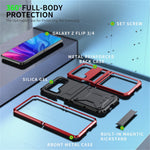 For Samsung Galaxy Z Flip4 5G Phone Case Metal + Silicone + PC Dust-proof Drop-proof Anti-wear Back Cover with Magnetic Kickstand