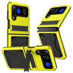 For Samsung Galaxy Z Flip4 5G Phone Case Metal + Silicone + PC Dust-proof Drop-proof Anti-wear Back Cover with Magnetic Kickstand