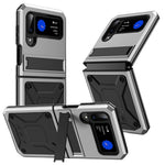 For Samsung Galaxy Z Flip4 5G Phone Case Metal + Silicone + PC Dust-proof Drop-proof Anti-wear Back Cover with Magnetic Kickstand