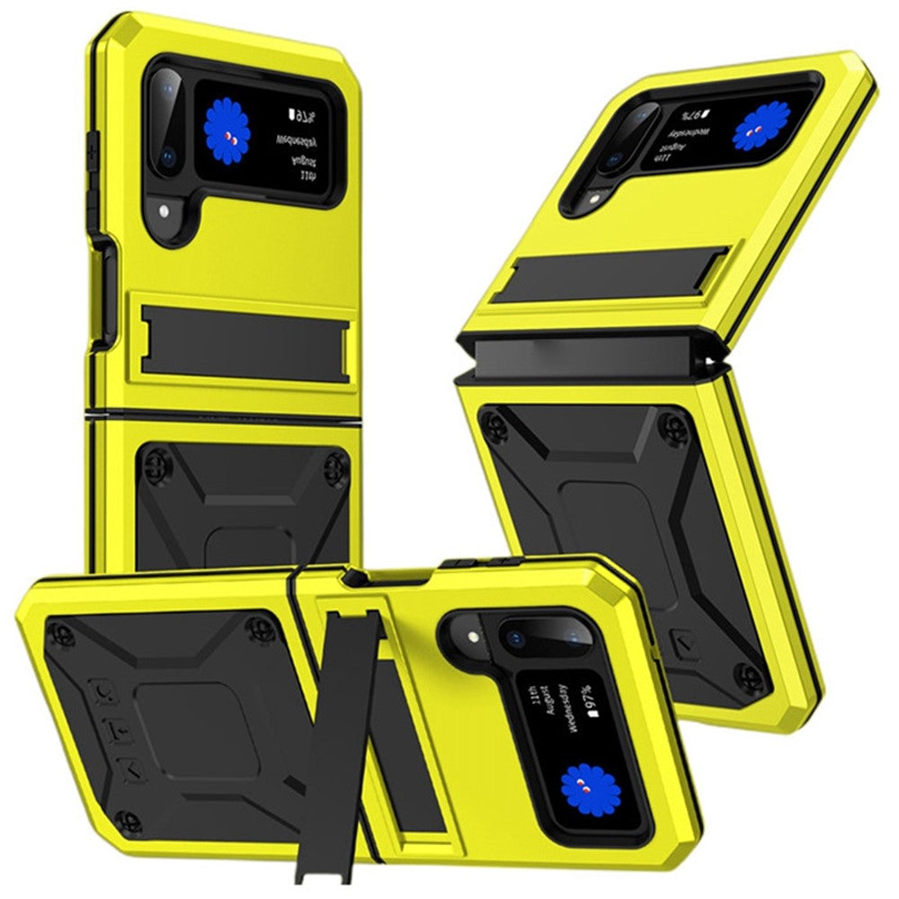 For Samsung Galaxy Z Flip3 5G Dust-proof Drop-proof Phone Case Metal + Silicone + PC Cover with Magnetic Kickstand