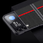 Samsung Galaxy Z Flip4 5G Kolfiberstruktur Skarvning Matt Ultratunt Bakstycke Läder+PC Slitstarkt mobilskal