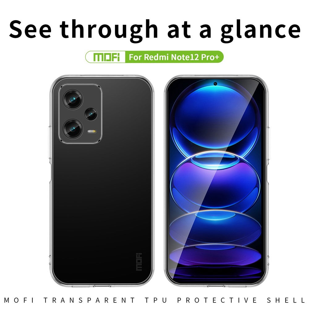 MOFI Back Shell for Xiaomi Redmi Note 12 Pro+ 5G Transparent Phone Case Anti-fall TPU Protective Cover