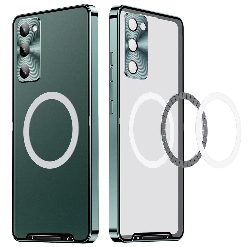 Samsung Galaxy S20 FE 5G / S20 FE / S20 FE 2022 / S20 Lite stødsikkert mobilcover med TPU-bagside + galvaniseret metalkant, integreret linsebeskyttelse og mat overflade
