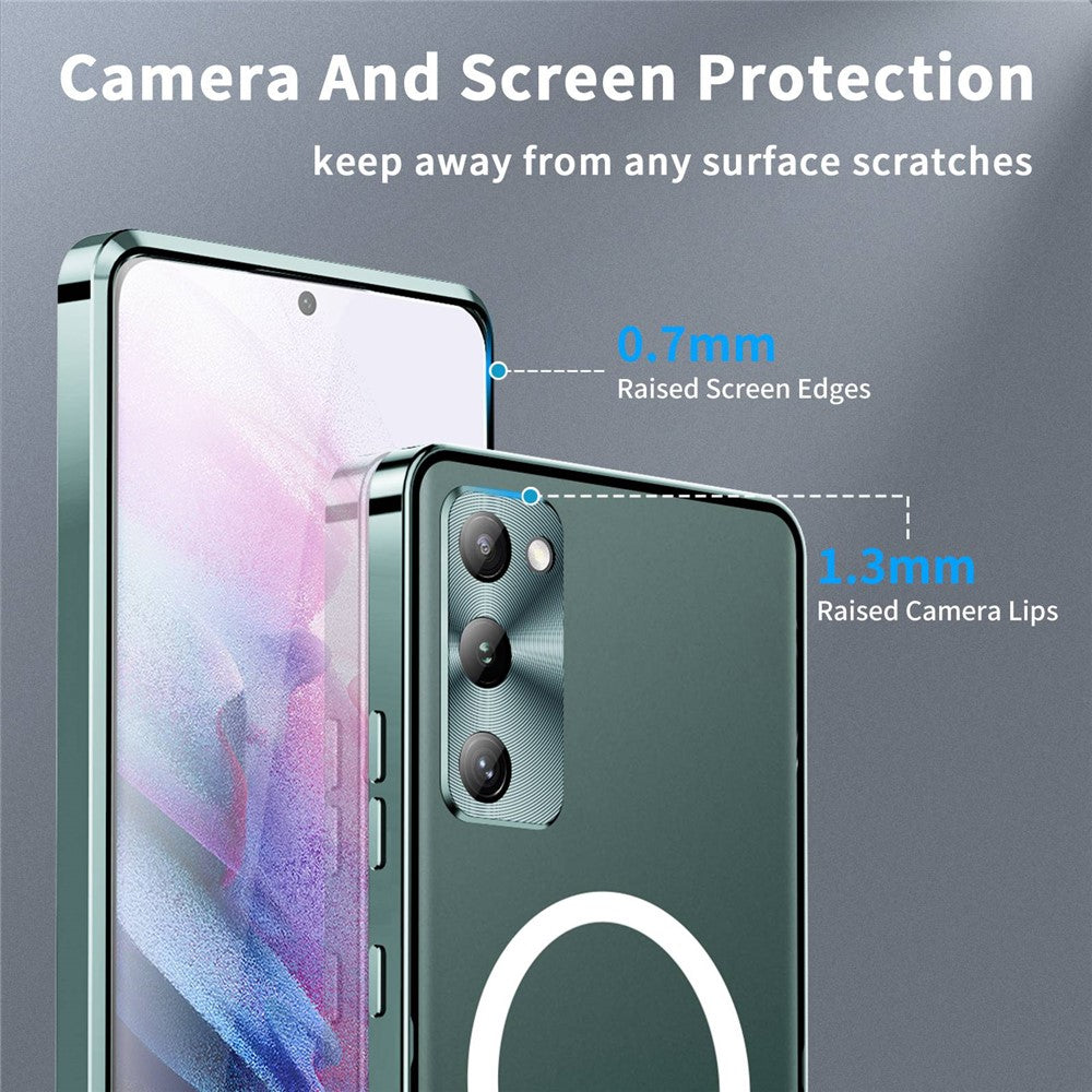 Samsung Galaxy S20 FE 5G / S20 FE / S20 FE 2022 / S20 Lite stødsikkert mobilcover med TPU-bagside + galvaniseret metalkant, integreret linsebeskyttelse og mat overflade