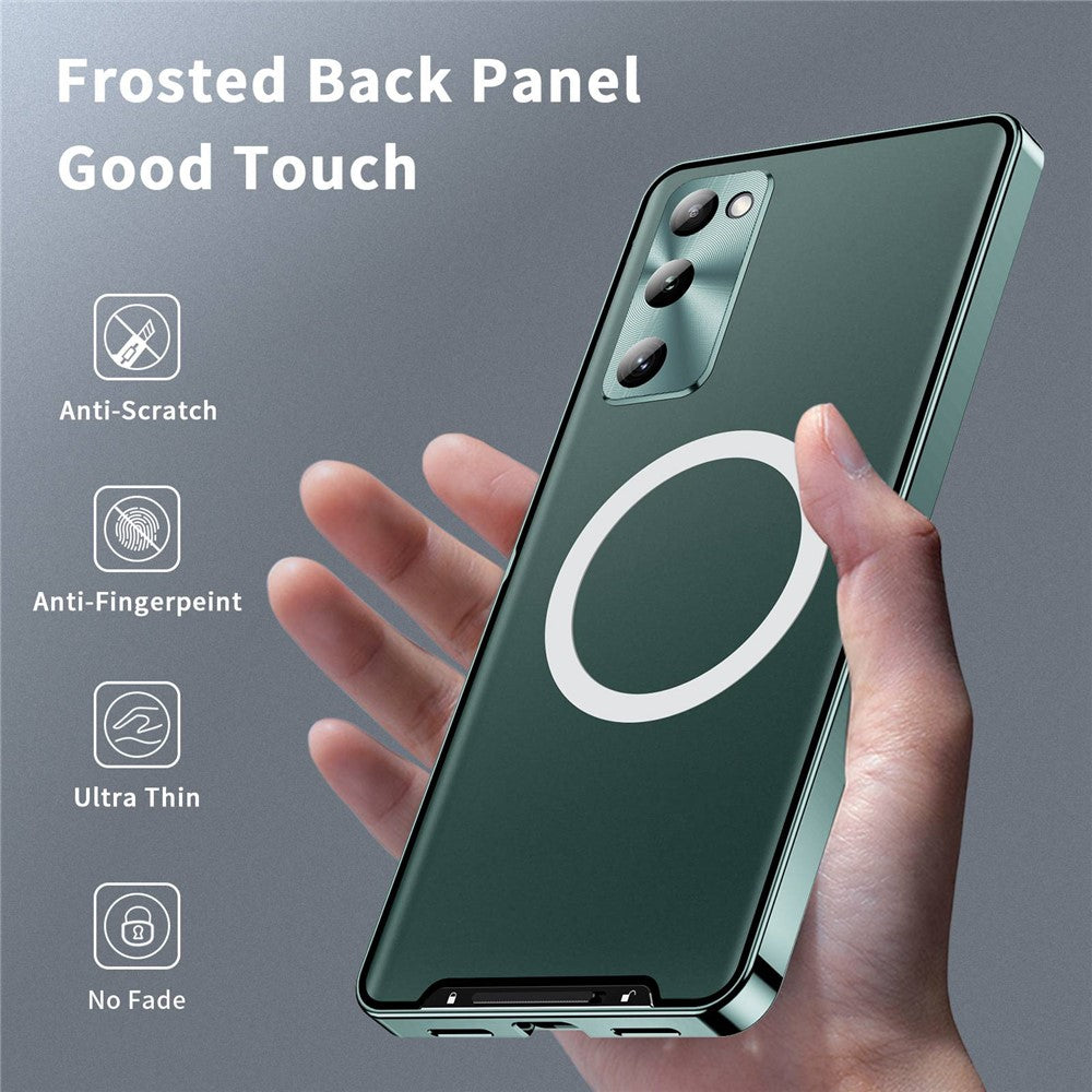 Samsung Galaxy S20 FE 5G / S20 FE / S20 FE 2022 / S20 Lite stødsikkert mobilcover med TPU-bagside + galvaniseret metalkant, integreret linsebeskyttelse og mat overflade
