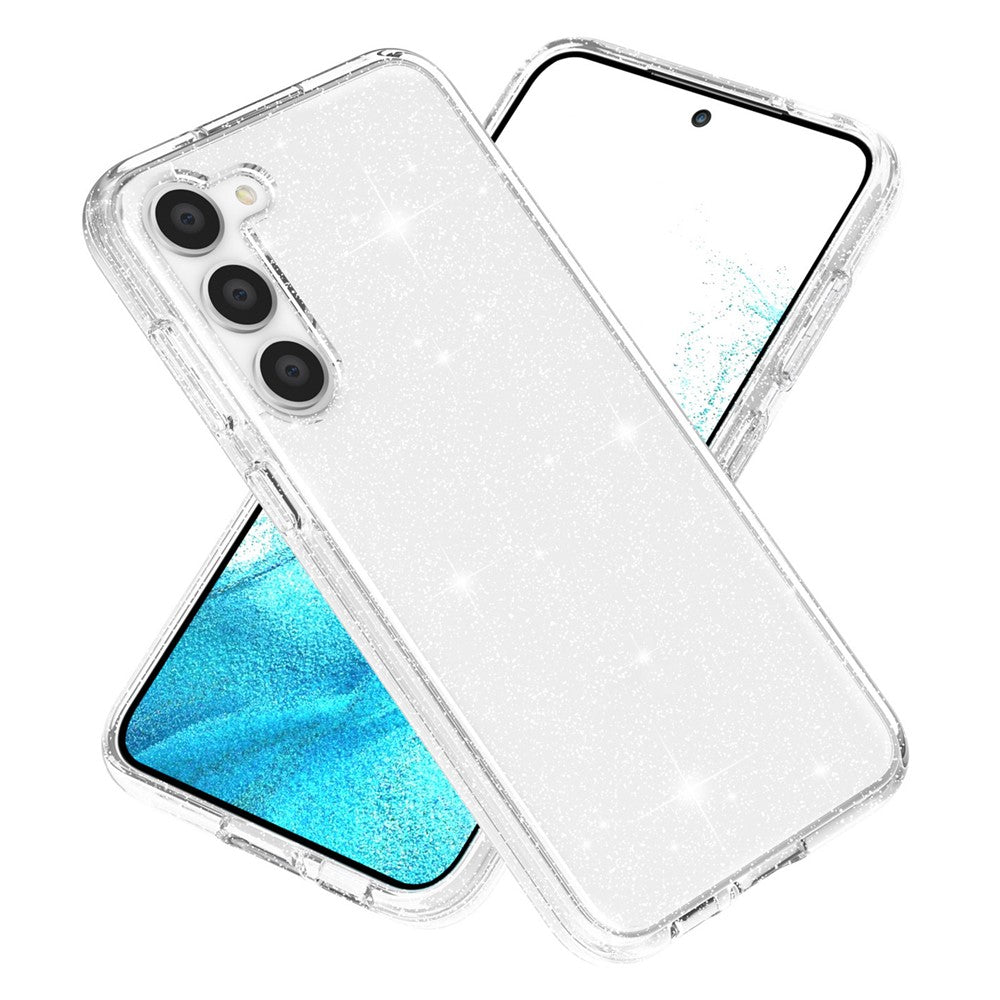 For Samsung Galaxy S23+ Anti-fall Glittery Powder Soft TPU + Hard PC Phone Case Protective Back Cover