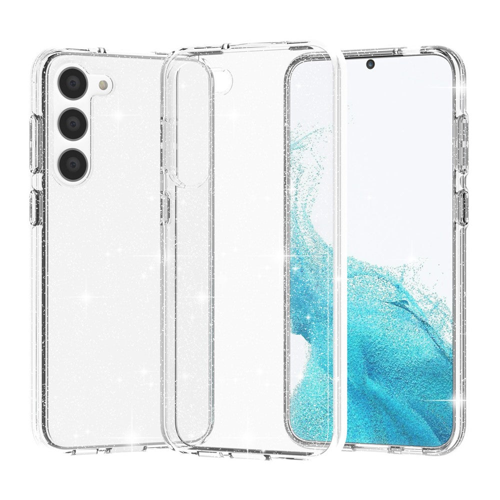 For Samsung Galaxy S23+ Anti-fall Glittery Powder Soft TPU + Hard PC Phone Case Protective Back Cover