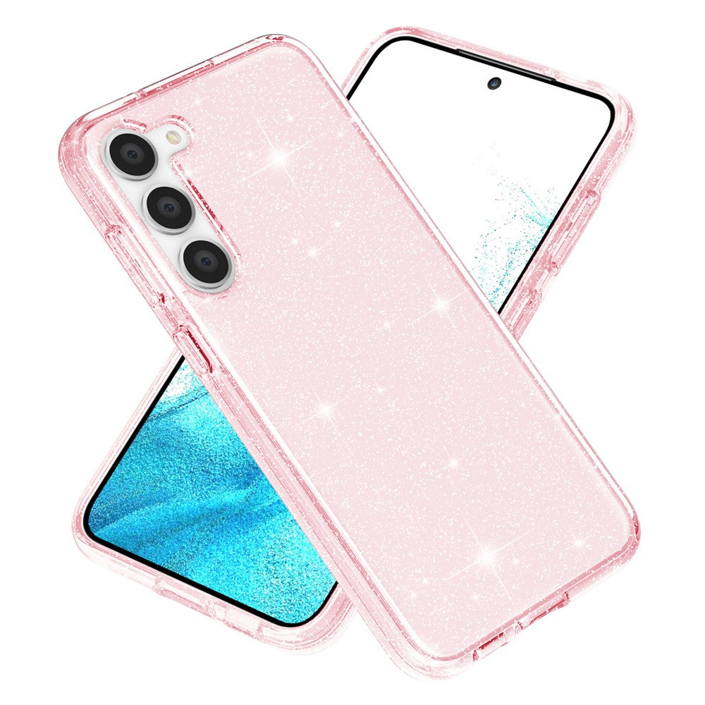 For Samsung Galaxy S23+ Anti-fall Glittery Powder Soft TPU + Hard PC Phone Case Protective Back Cover