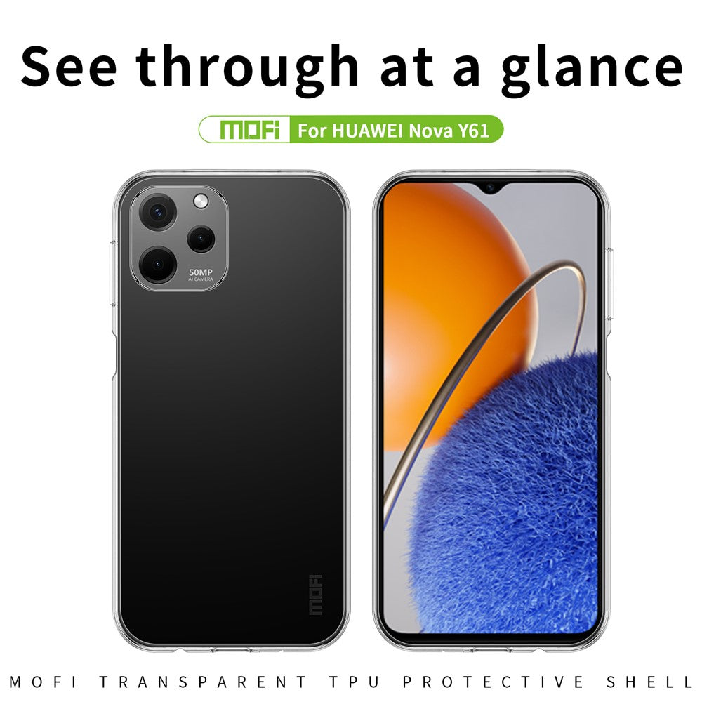 MOFI Kristallklart skal till Huawei Nova Y61 4G Skyddande mobilskal Fallskyddande stötsäkert TPU-fodral