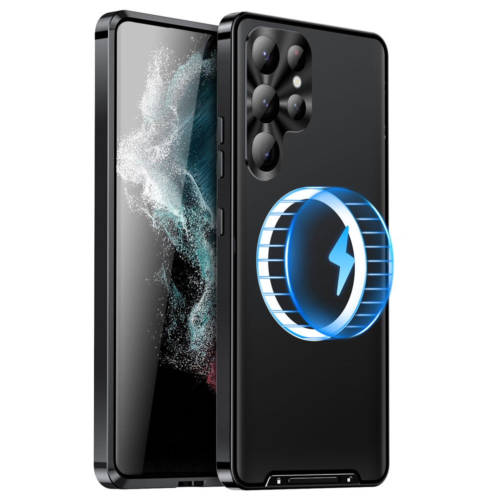 Samsung Galaxy S23 Ultra Reptåligt Matt Mobilskal TPU Baksida + Elektroplätering Metallkant Integrerat Linsskydd mobilskal