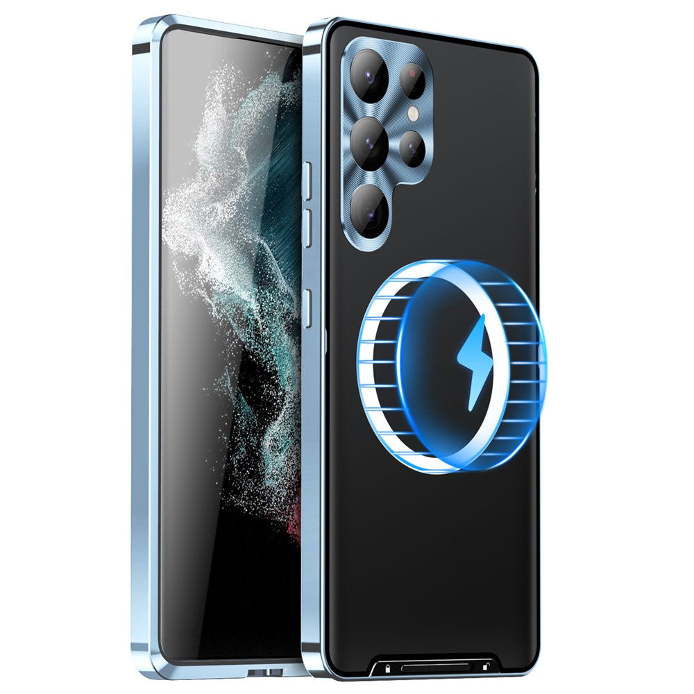 Samsung Galaxy S23 Ultra Reptåligt Matt Mobilskal TPU Baksida + Elektroplätering Metallkant Integrerat Linsskydd mobilskal