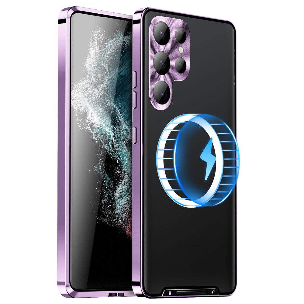 Samsung Galaxy S23 Ultra Reptåligt Matt Mobilskal TPU Baksida + Elektroplätering Metallkant Integrerat Linsskydd mobilskal