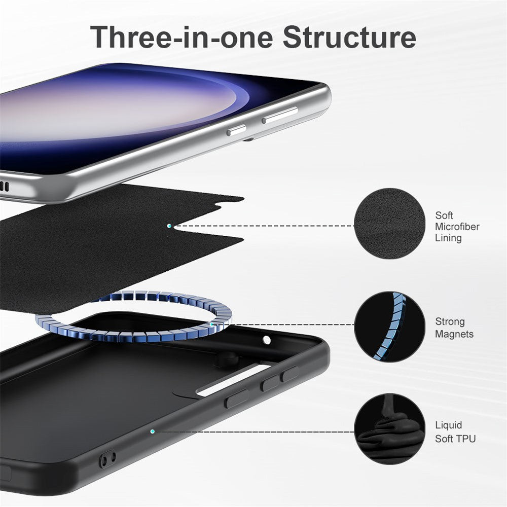 Liquid Series for Samsung Galaxy S23 Soft TPU Magnetic Phone Case Rubberized Drop-proof Mobile Phone Back Cover Support Wireless Charging