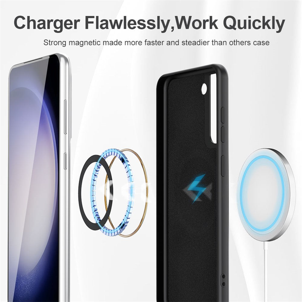 Liquid Series for Samsung Galaxy S23 Soft TPU Magnetic Phone Case Rubberized Drop-proof Mobile Phone Back Cover Support Wireless Charging