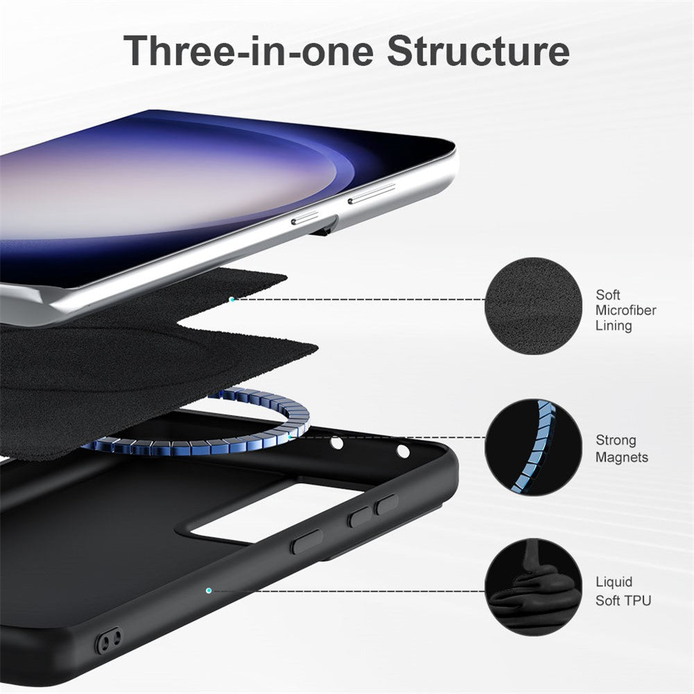 Liquid Series för Samsung Galaxy S23 Ultra Magnetiskt mobilskal Gummerat Mjukt TPU Skyddande mobilskal Stöder Trådlös Laddning