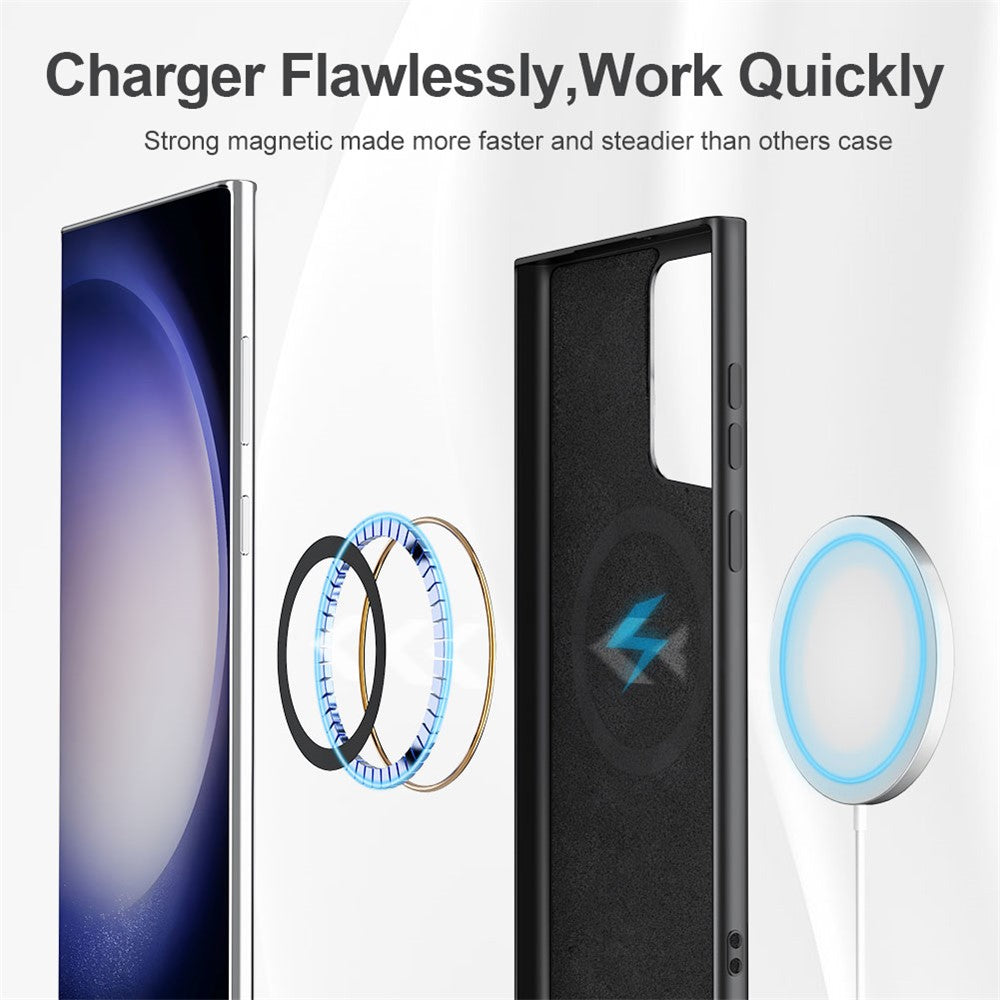 Liquid Series för Samsung Galaxy S23 Ultra Magnetiskt mobilskal Gummerat Mjukt TPU Skyddande mobilskal Stöder Trådlös Laddning