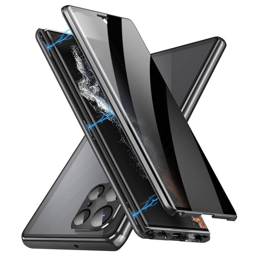 For Samsung Galaxy S23 Ultra Case Magnetic Adsorption Phone Cover with Anti-Peep Dual Sided Tempered Glass