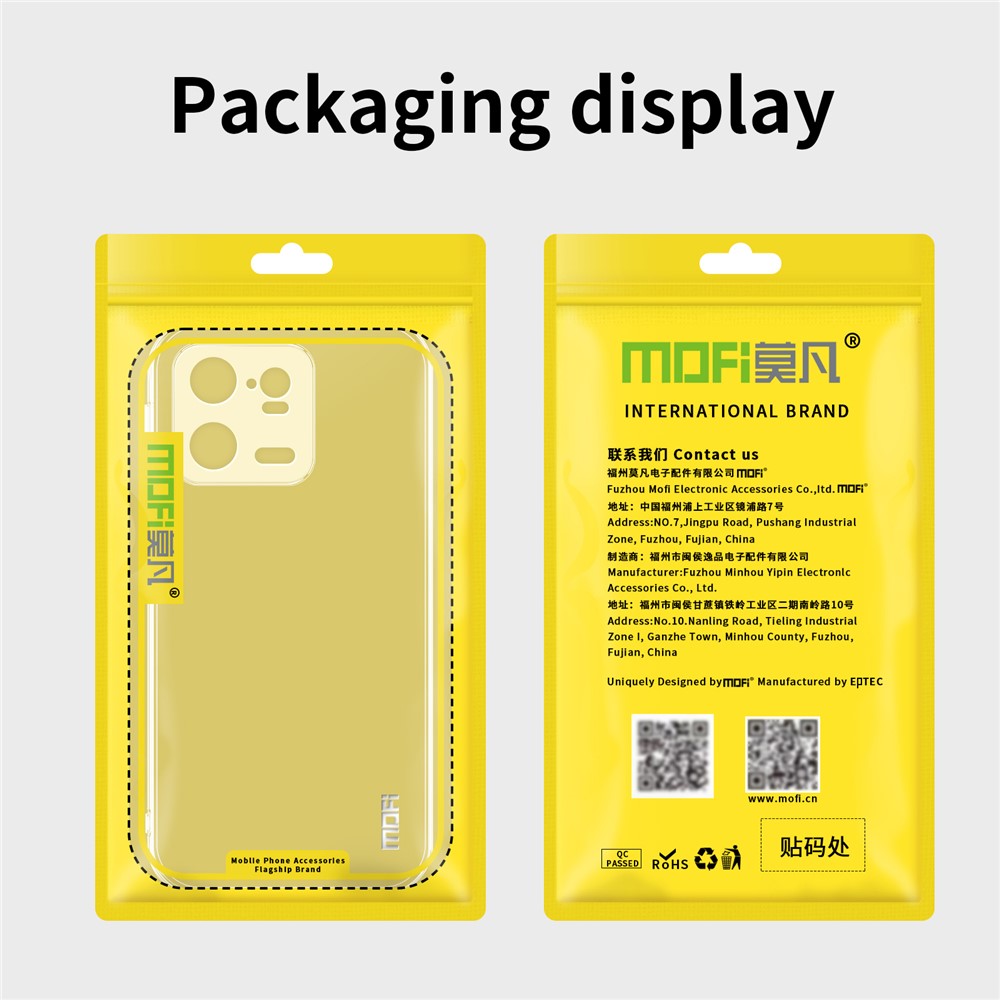 MOFI for Xiaomi 13 Pro 5G Protective Cell Phone Cover Crystal Clear Shockproof Soft TPU Case