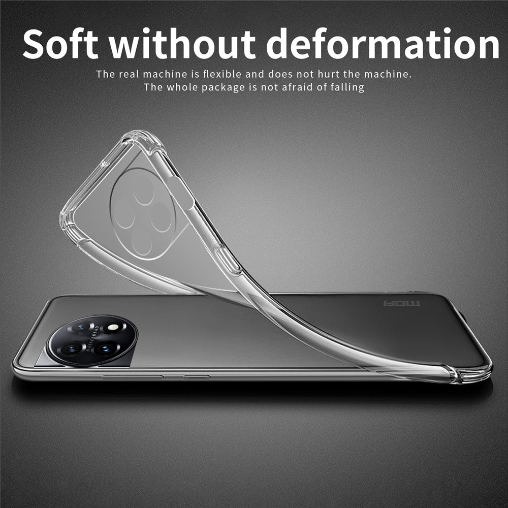 MOFI för OnePlus 11R 5G / Ace 2 5G Transparent mobilskal Flexibelt TPU Stoppsäkert Mobilmobilskal